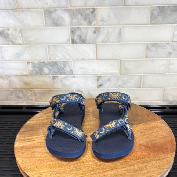 Teva Original Sun & Moon Blue and Gold Women's Sandals - Picture 1 of 7